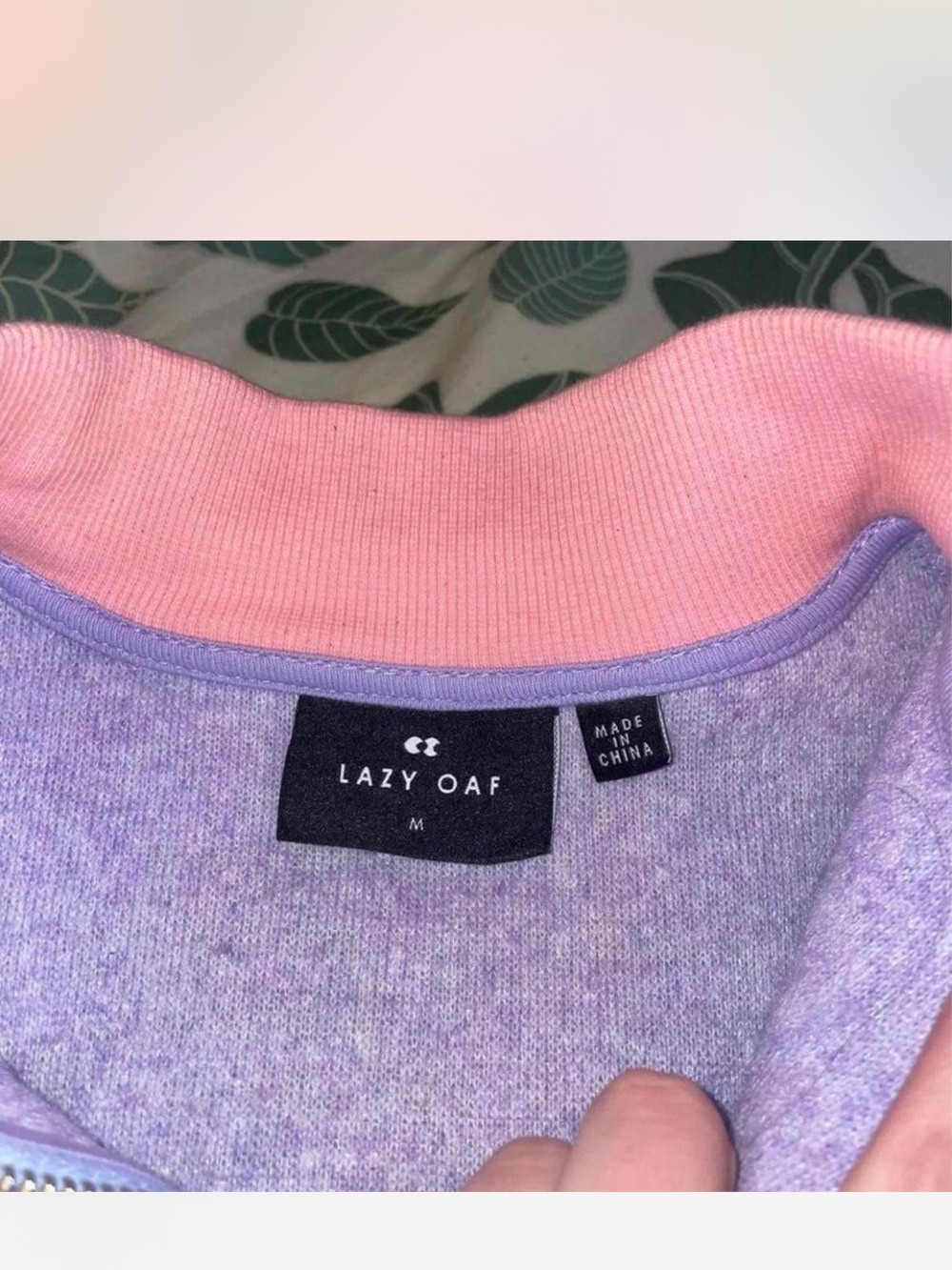 Lazy Oaf Lavender Sherpa Pullover with Peach Pocket - Picture 2 of 3